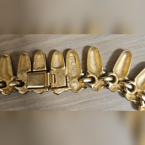 Vintage EDWIN PEARL Link Circle Spike Necklace Gold Tone Etched E. Pearl - Picture 9 of 12